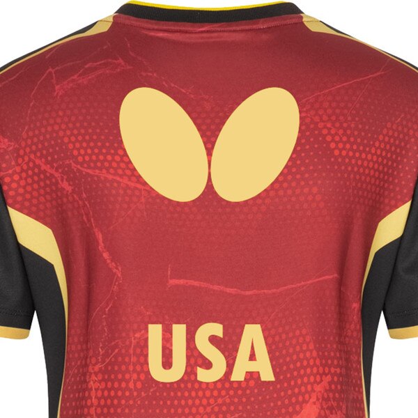 Butterfly Table Tennis 2024 Team USA Lady Shirt - Red - Back - Close-Up